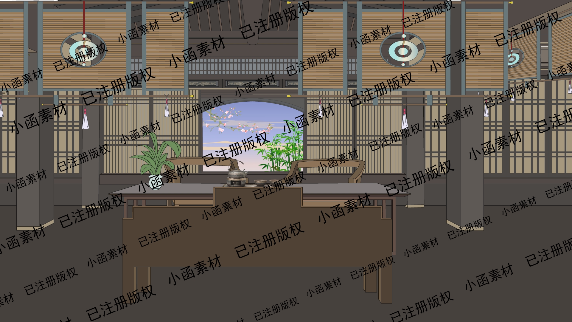 凉亭背面