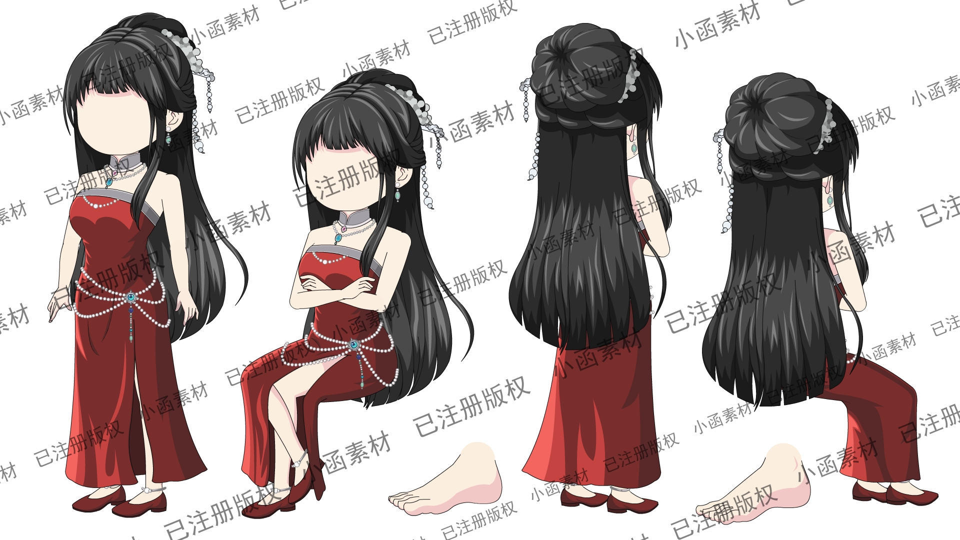 红裙女